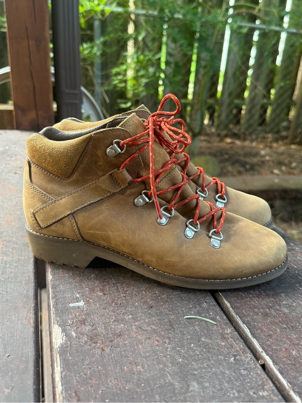 Teva Tan Suede Hiking Boots with Orange Laces